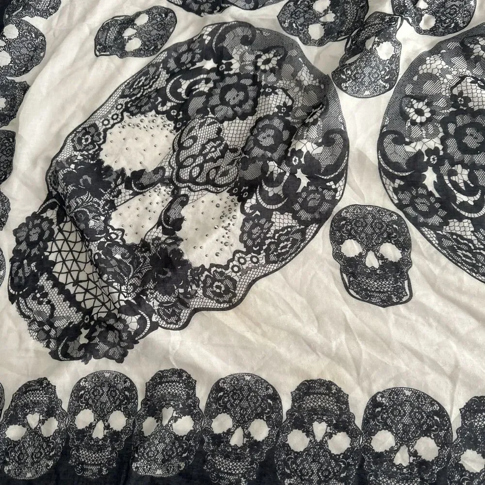 Skull Scarf Square 45" Boho Halloween - Picture 7 of 12
